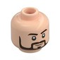 Minifig Head William T. Riker, Reddish Brown Eyebrows, Beard, Moustache, Open Mouth Smile / Neutral