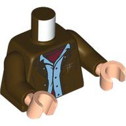 LEGO part 973c07h02pr0004 Torso, Dark Brown Arms, Light Nougat Hands with print in Dark Brown