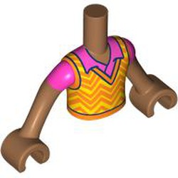 LEGO part 11408c02pr0011 Minidoll Torso Boy with Medium Nougat Arms and Hands with print in Medium Nougat