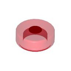 LEGO part 98138pr0422 Tile Round 1 x 1 with Red Dot print in Transparent Red/ Trans-Red