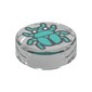 Tile Round 1 x 1 with Dark Turquoise Beetle print