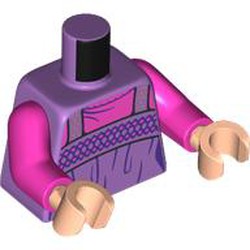 LEGO part 973c36h02pr0001 Torso, Dark Pink Arms, Light Nougat Hands with print in Medium Lavender