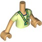 Minidoll Torso Boy with Warm Tan Arms and Hands with Yellowish Green Shirt, Green Sunflower Lanyard print
