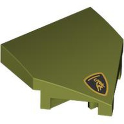 LEGO part 66956pr0001 Slope Curved 2 x 2 with Stud Notches with Lamborghini Bull print in Olive Green