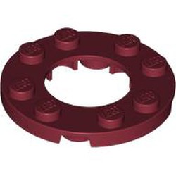 LEGO part 11833 Plate Round 4 x 4 with 2 x 2 Round Opening in Dark Red