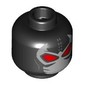 Minifig Head Bane, White Face Mask, Stitches, Red Alien Eyes, Bright Green Venom Tube on Back