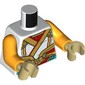 Torso, Gold/Yellow Armor, White Shirt, Dark Turquoise/Red Decorations print, Bright Light Orange Arms, Tan Hands