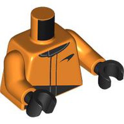 LEGO part 973c34h03pr0003 Torso, Orange Arms, Black Hands with print in Bright Orange/ Orange