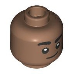 LEGO part 28621pr9582 Minifig Head with print in Medium Brown