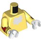 Torso, White Fur on Chest, Black Wings, Tail on Back, Gold/Red Bracelets print, Bright Light Yellow Arms, White Hands