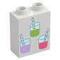 Duplo Brick 1 x 2 x 2 with Lime/Lavender/Coral Lemonade Glasses print