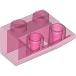 LEGO part 3660 Slope Inverted 45° 2 x 2 [Ovoid Bottom Pin, Bar-sized Stud Holes] in Transparent Medium Reddish Violet/ Trans-Dark Pink