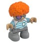 Duplo Figure Child, Afro Dark Orange, Light Bluish Gray Legs, Dark Azure Sleeves