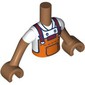 Minidoll Torso Boy with Medium Nougat Arms and Hands with Reddish Orange Apron, Dark Red Strap, White Shirt print
