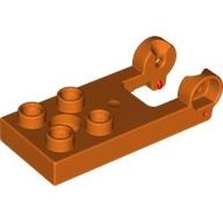 LEGO part 65084 Duplo Plate 2 x 3 with 4 Studs and Reinforced Hinge in Reddish Orange