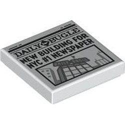 Tile 2 x 2 with Newspaper Daily Bugle 'NEW BUILDING FOR NYC #1 NEWSPAPER' print