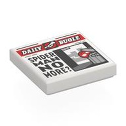 Tile 2 x 2 with Newspaper Daily Bugle 'SPIDER-MAN NO MORE?' print