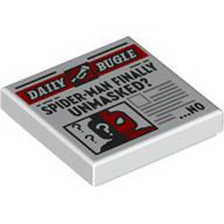 Tile 2 x 2 with Newspaper Daily Bugle 'SPIDER-MAN FINALLY UNMASKED?' print