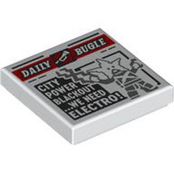 Tile 2 x 2 with Newspaper Daily Bugle 'CITY POWER BLACKOUT WE NEED ELECTRO!' print