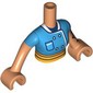 Minidoll Torso Woman with Nougat Arms and Hands with Dark Azure Uniform, White/Dark Blue Trim, Bright Light Orange Belt print