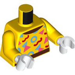 LEGO part 973c01h27pr0001 Torso, Yellow Arms, White Hands with print in Bright Yellow/ Yellow