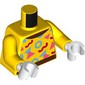 Torso, Reddish Brown Belt, Collar, Red/Bright Light Blue/Coral Shapes print, Yellow Arms, White Hands