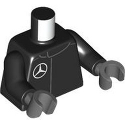 LEGO part 973c03h12pr0004 Torso, Black Arms, Dark Bluish Gray Hands with print in Black