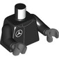 Torso, White Mercedes Logo print, Black Arms, Dark Bluish Gray Hands