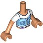 Minidoll Torso Girl with Nougat Arms and Hands with Bright Light Blue Top, Pockets, White Shirt print