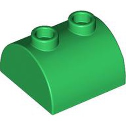 LEGO part 30165 Brick Curved 2 x 2 with Two Top Studs in Dark Green/ Green