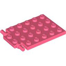 LEGO part 92099 Plate Special 4 x 6 with Trap Door Hinge [Long Pins] in Vibrant Coral/ Coral