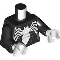 LEGO part 973c03h27pr0005 Torso, White Spider print, Black Arms, White Hands in Black