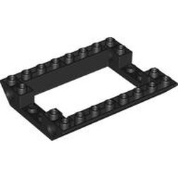 LEGO part 5119 Slope Inverted 45° 6 x 8 Double with Pin Holes on Sides, 4 x 6 Cutout in Black