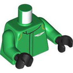 LEGO part 973c31h03pr0004 Torso, Green Arms, Black Hands with print in Dark Green/ Green