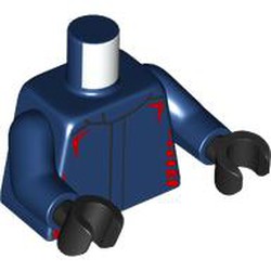 LEGO part 973c05h03pr0007 Torso, Dark Blue Arms, Black Hands with print in Earth Blue/ Dark Blue