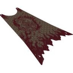 LEGO part 111985pr0001 Cape, Large for Mech, Tethered with Dark Red print in Sand Yellow/ Dark Tan
