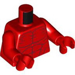 LEGO part 973c22h22pr0004 Torso, Red Arms and Hands with print in Bright Red/ Red