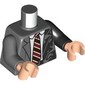 Torso, Odd Arms, Suit, Jacket, White Shirt, Dark Red/Dark Brown Striped Tie, Black Splotches print, Left Black Arm, Right Dark Bluish Grey Arm, Light Nougat Hands