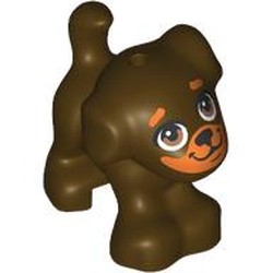 LEGO part 93088pr0011 Animal, Dog, Small Standing with Medium Nougat Face, Eyebrows print in Dark Brown