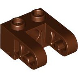 LEGO part 85943 Technic Brick 1 x 2 with Hole and Dual Beam Extensions in Reddish Brown