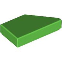 LEGO part 5091 Tile 1 x 2 with Stud Notch Left in Bright Green