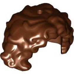 LEGO part 80908 Hair Mid-Length Curly with Front Center Part in Reddish Brown