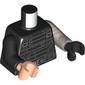 Torso, Odd Arms and Hands, Black Straps print, Left Flat Silver Arm and Black Hand, Right Black Arm and Light Nougat Hand