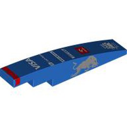 LEGO part 6801pr0005 Slope Curved 1 x 6 with print in Bright Blue/ Blue