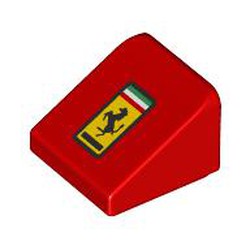 LEGO part 54200pr0018 Slope 30° 1 x 1 x 2/3 (Cheese Slope) with Ferrari Logo print in Bright Red/ Red