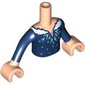 Minidoll Torso Girl with Light Nougat Arms and Hands with Dark Blue Dress, Medium Azure Crystals, White Fur print