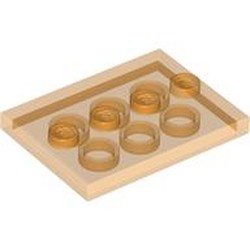 LEGO part 88646 Plate Special 3 x 4 with 1 x 4 Center Studs [Plain] in Transparent Bright Orange/ Trans-Orange