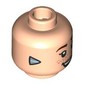 Minifig Head Aloy, Dark Red Eyebrows, Freckles, Metal Blue Triangle at Ear, Open Mouth Smile/Crooked Smirk