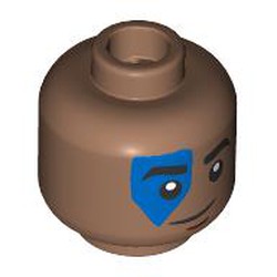 LEGO part 28621pr9703 Minifig Head with print in Medium Brown