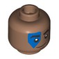 Minifig Head Varl, Black Eyebrows, Blue Shape over Right Eye, Smile/Angry